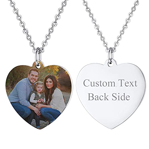 U7 Custom Photo Necklace Men Women Personalized Jewelry Customized Any Picture Pendant Stainless Steel Chain 18-30 Inch Tennis Necklaces, Mothers or L