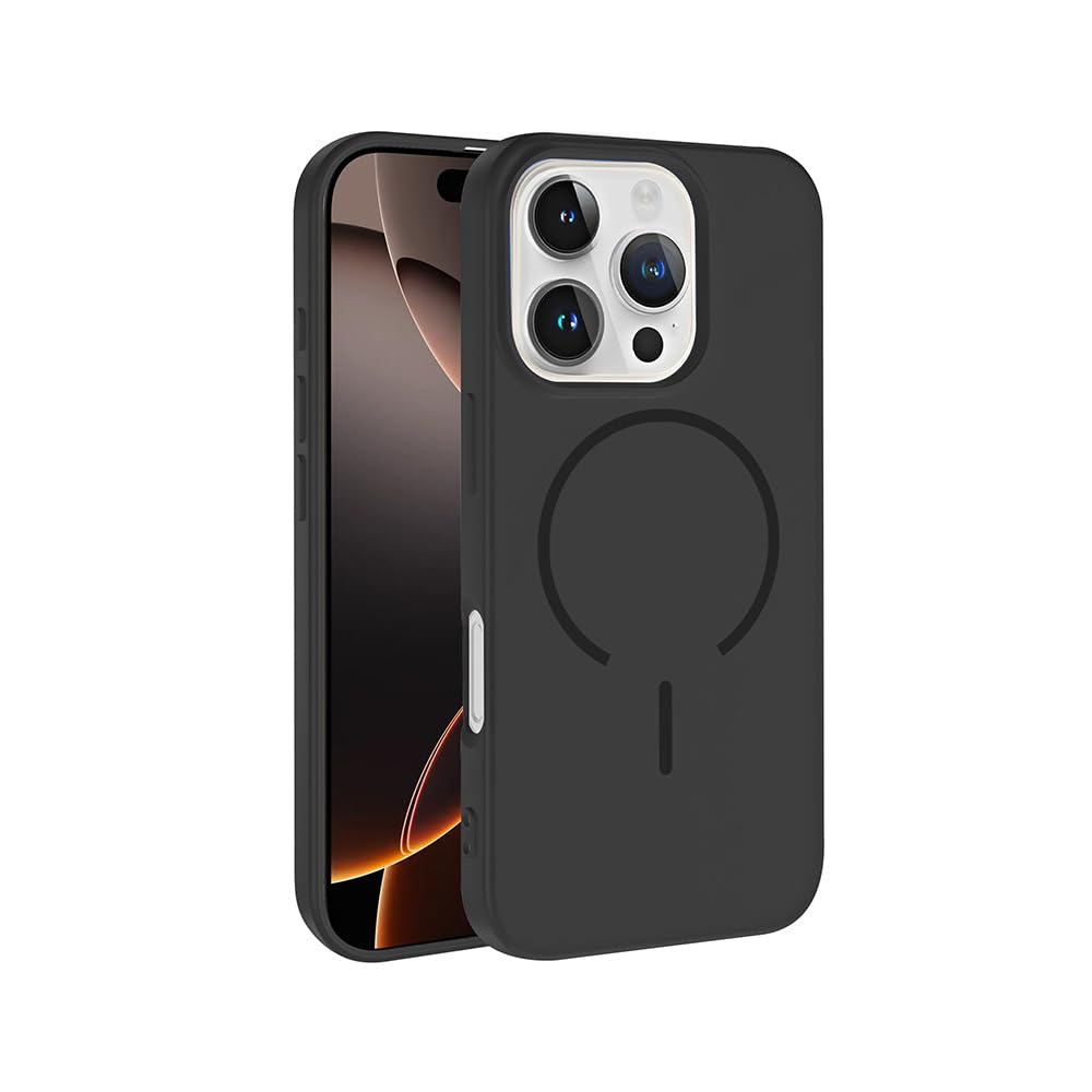 Zore Apple ile uyumlu iPhone 16 Pro Kılıf M-safe Şarj Özellikli Zore Meta Kapak Siyah