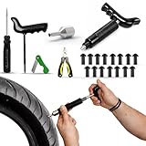 GRAND PITSTOP 22 Pcs Tire Puncture Repair Kit with Multi-Functional Folding Plier Compatible for car Motorcycle, Truck, ARB,ATV, Tractor, RV, SUV, Trailer (15 Mushroom Plugs)
