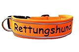  Hund&Hals - Hundehalsband 1.0 - Halsband RETTUNGSHUND mit Name und oder Telefonnummer, handmade