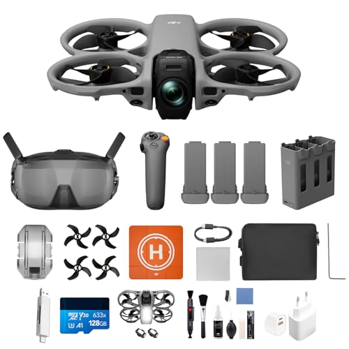 DJI Avata 360 Motion Fly More Combo mit Zubehör Drohne mit 1-Zoll-8K-Imaging 360-Kameradrohne Goggles N3 und RC Motion 3 mit Propellerschutz 3 Akkus (Mehrere Zubehörteile Bundle)