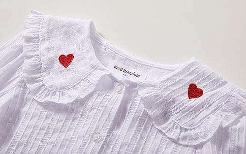Image of Mud Kingdom Girls Blouse Shirts Spring Fall Long Sleeve Button-Down Top Ruffle Collar