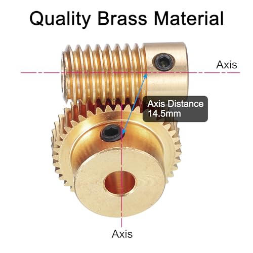 QUARKZMAN Worm Gear Set - 0,5 Modul 40:1 Reduktionsrate 6mm Lochdurchmesser Getriebewelle und 5mm Lochdurchmesser Zahnrad 40T Antriebsgetriebe (Messing)