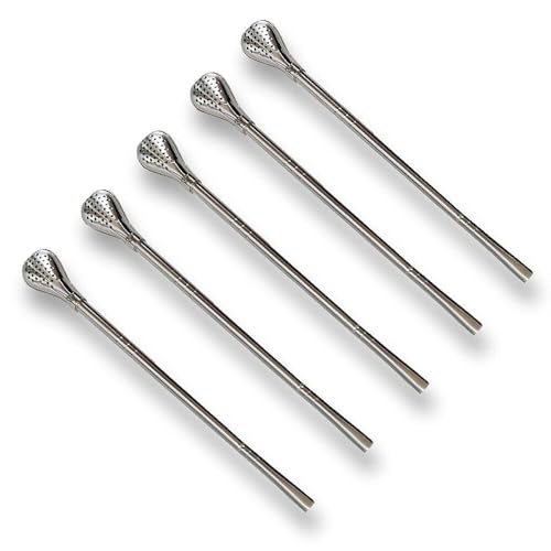 5 Bombilla Edelstahl Trinkrohr Trinkhalm für Mate oder Tee Kopf abnehmbar