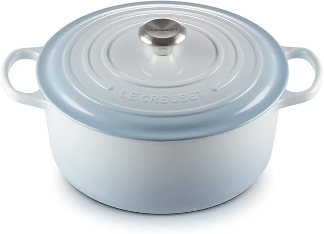 Le Creuset Signature żeliwna brytfanna z pokrywką, Ø 28 cm, okrągła, nadaje się do wszystkich rodzajów kuchenek i indukcyjnych, pojemność: 6,7 l, 6,125 kg, morski błękit