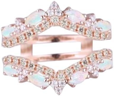 2.00 Ctw Marquise Cut Fire Opal Wrap Ring Guard Enhancer Women's 925 Sterling Silver Engagement Anniversary Ring 14k Rose Gold Finish, Medium