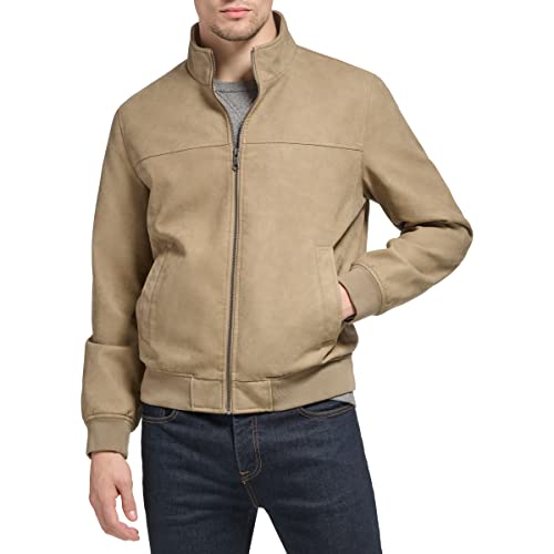 Tommy Hilfiger Men's Smooth Lamb Touch Faux Leather Unfilled Windbreaker Bomber Jacket