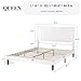 Allewie Queen Bed Frame/Velvet Upholstered Bed Frame with Vertical Channel Tufted Headboard/Strong Wooden Slats/Platform Bed Frame/Mattress Foundation/Box Spring Optional/Easy Assembly/White
