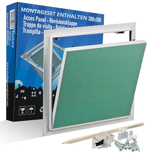 Revisionsklappe 30x30 cm - flächenbündige & überstreichbare|Revisionstür mit Dichtung|300x300 mm Wartungsöffnung für Trockenbau|Push-to-Open|für 12 5 mm Gipskarton|Aluminiumrahmen|für Wand & Decke