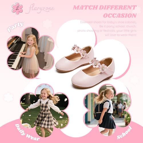 Flaryzone Toddler/Little Girls' Wedding Mary Jane Flats Front Bow Knot Dress Shoes (Pink,Little Kid-Size 12) by Flaryzone - Image 8
