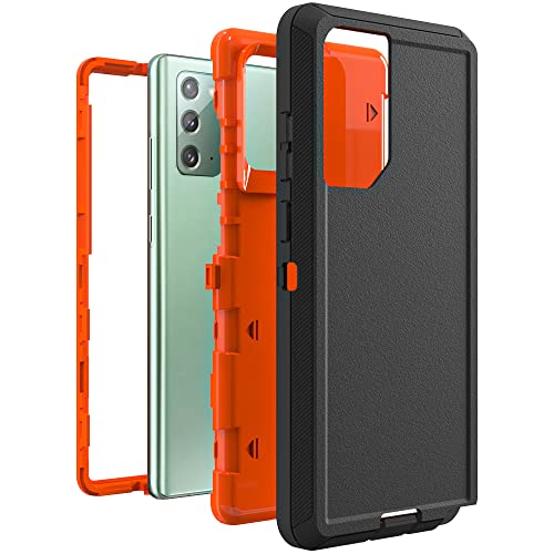 Image of Case for Galaxy Note 20, Heavy-Duty Tough Rugged Shockproof Drop Protective Cover Cases for Samsung Galaxy Note 20, Black+Orange