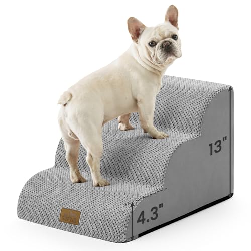 Image of COZY KISS Dog Stairs for Small Dogs, 3 Step Pet Stairs for Beds & Couches
