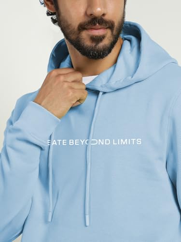 Image of Nobero Men's Printed Regular Fit Hoodie | Cotton Rich Fleece Sweatshirt for Men | Soft & Warm Hooded Pullover | Casual Winter Wear