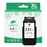 COLORETTO 241XL Color Ink Cartridge Replacement for 241xl Canon Color Ink, CL-241XL for Canon PIXMA MG3620 MG3600 TS5120 TS5100 MG3220 MG3520 MG2120 MX472 MX452 for Canon 241 XL Printer Ink Tri-Color
