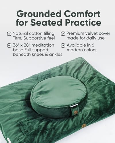 Image of Mindful & Modern Zabuton Meditation Mat - Cotton Filled Yoga and Meditation Pad - Zabuton Meditation Cushion for Kneeling and Sitting Support - Large Rectangular Sitting Floor Pillow for Bench or Zafu