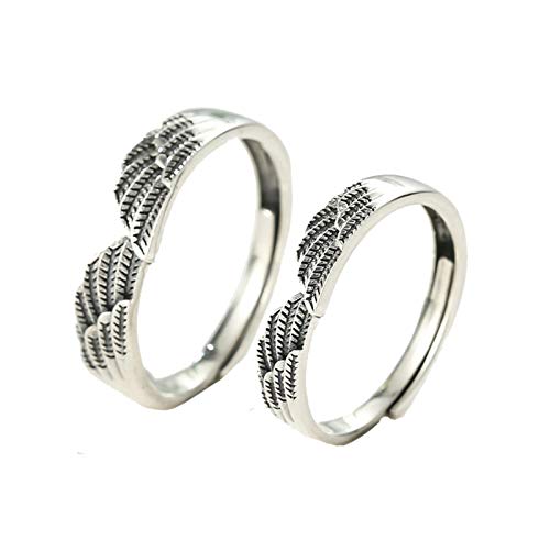 Alliance aile d'ange en argent massif, bague de mariage réglable