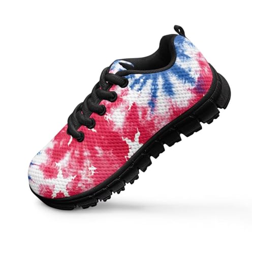 Yzaoxia Kids Tennis Shoes for Girls Boys Running Sneakers Lace Up Sneakers Patriotic Mesh Shoes for School Gym Outdoor Size 11-Size 54