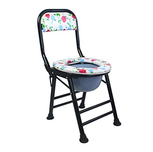 Cómoda plegable de alta resistencia con protector contra salpicaduras y tapa para uso en el baño