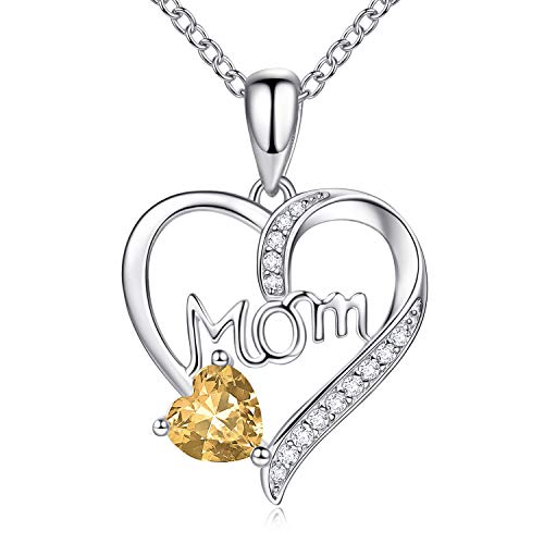 Louise Vella November Birthstone Necklace for Women Mom Necklace 925 Sterling Silver, November Birthstone Jewelry Citrine Topaz Necklace November Birthday Gifts for Women Mom Mother for Motherâ€™s Day Gifts, Birthday Gifts, Christmas