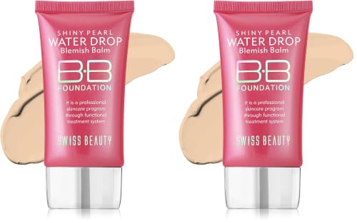 Image of Swiss Beauty Matte Shiny Pearl Water Drop Blemish Long Lasting Balm BB Lightweight, Liquid Foundation, Face Makeup, Shade-04, 40ml (Pack of 2)