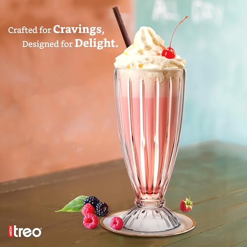 Image of Treo by Milton Linea Sundae Dessert Bowls | Wide Mouth for Easy Serving | Perfect for Sundaes, Ice Cream & Layered Desserts | Ideal for Cafes, Parties & Home | Set of 6, 355 ml Each