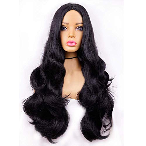 Image of Wynk Mavens center partition Synthetic Black Straight Wig, Looking Natural Black Long Hair Wigs