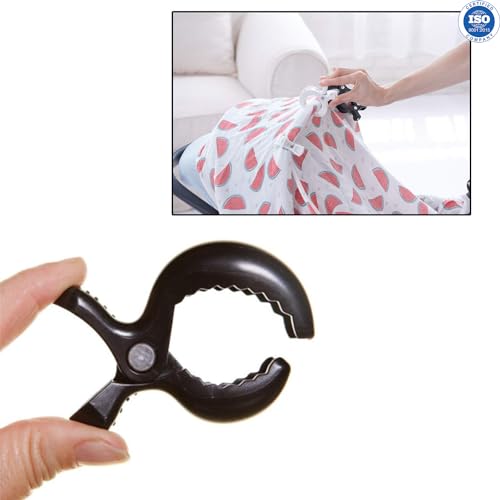 Image of Safe-O-Kid (1 Pcs) Baby Stroller Hooks Multipurpose Pram Toy Holder | Stroller Accessories for Hanging Bags, Toys, Hats & Burp Cloths | Strong Clip Hooks for Stroller, Pram & Pushchair | Black