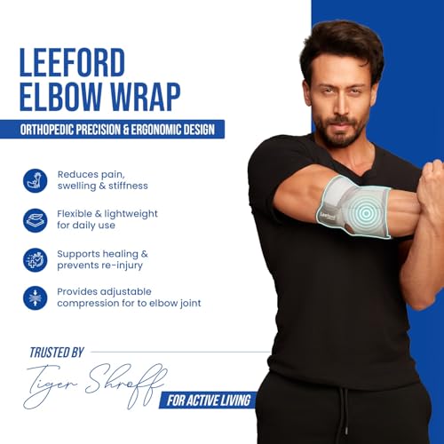 Image of Leeford Elbow Wrap for Men and Women, Neoprene, Universal | Gym Workout, Badminton, Pain Relief & Joint Support, Tennis Elbow Guard