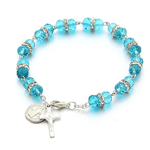 Lot de 4 bracelets chapelet extensible pour femme avec breloques en forme de croix et perles synthétiques réglables et élastiques pour homme et femme – vue 5