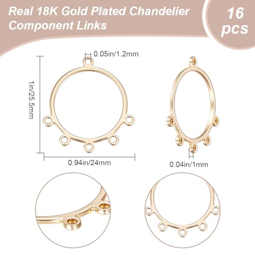 Beebeecraft 16Pcs Chandelier Connector Charm 18k Gold Plated Tibetan Circle Frame Multihole Pendant Charm Links for for Earring Jewelry Making Hole 1.2mm - Image 2