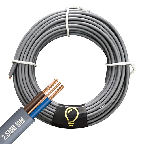SHPELEC® 6242YH Twin and Earth Cable - 2.5mm | Electrical Mains Socket Ring Wire BASEC Approved - Multiple Lengths (10metres - 2.5mm Twin and Earth Cable)