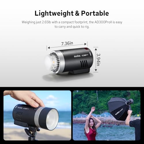 Image of GODOX AD300ProII AD300Pro II Outdoor Flash Strobe, 2.4G 300Ws TTL HSS 1 /8000s Portable Flash Monolight, 350 Full Power Flashes, 12W Bi-Color Modeling Lamp, 1 /512-1 /1 Power Adjust, HD Color Screen