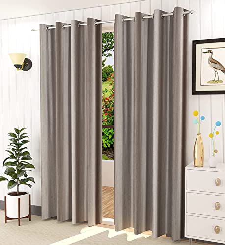 Image of Window Curtains 5 Feet Long for Living Room - Window Curtains Set of 1 Pcs Panel, Curtain Solid Parda for Home Decor & Office Grey Colour - 5 feet (48 x 60 Inch) - 2 Pcs