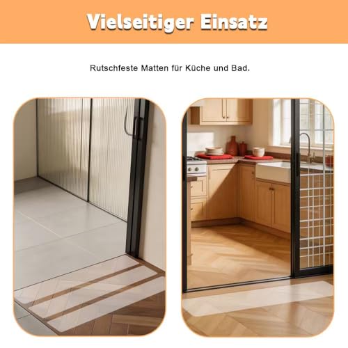 Aucuda 15x81 cm Treppenstufen Matten Antirutschmatte, 15 Stück Transparent stufenmatten selbstklebend Innen, Wasserdicht Anti Rutsch Streifen für Holztreppen & Marmorböden, dusche rutschfest aufkleber