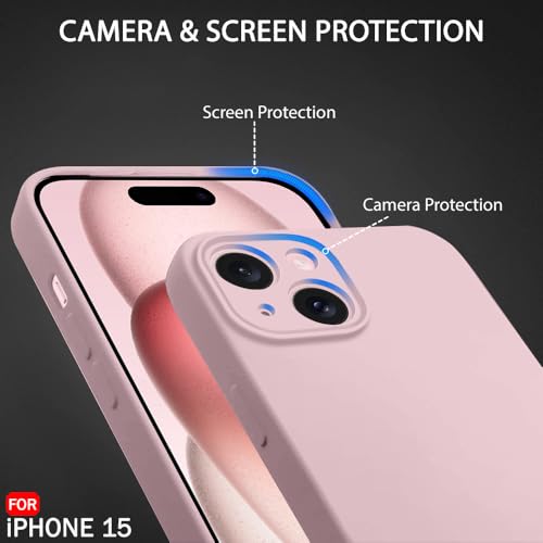 Image of TheGiftKart Liquid Silicone Back Cover Case for iPhone 15 | Soft Micro-Fibre Lining Inside | Camera & Screen Protection | Shockproof Back Cover for iPhone 15 (Silicone, Light Pink)