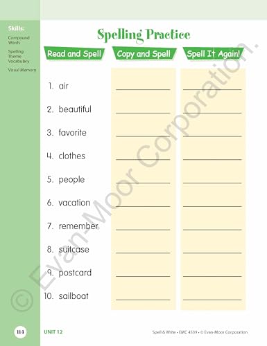 Skill Sharpeners Spell & Write Grade 3