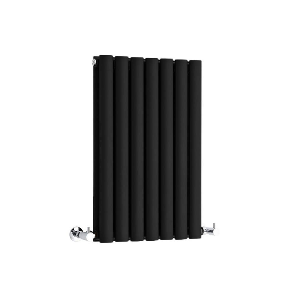 Milano Aruba Black Horizontal Double Oval Panel Radiator - 635mm x 415mm — image 1
