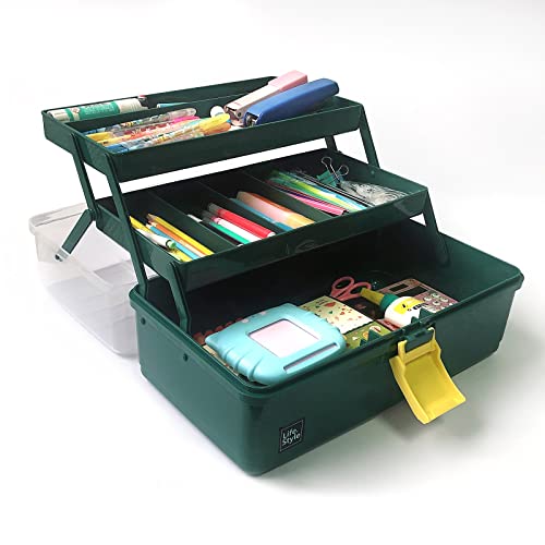 13 inches Craft Organizers and Storage Box, 3-Layers Multifunctional Plastic Sewing Organizing Box with Handle, for Medicine, Art Supply, Makeup, Hair Accessories, Organizer Bins - Image 6