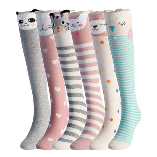 HCliptie Cartoon Animal Cotton Kniestrümpfe für Kinder, 6 Farben,...