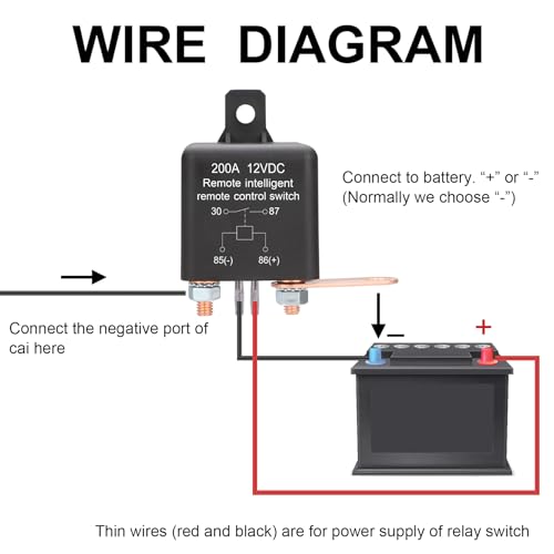 Weasch Kill Switch for Car Battery, DC 12V 200A, Remote Disconnect Switch for Car Auto Wireless Remote Control Anti-Theft Cut Off Battery Drain Isolator Switch