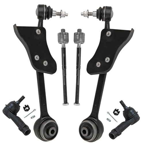 Image of Detroit Axle - 5.0L & 2.3L Front End Control Arms Kit for 2015-2020 Ford Mustang, 2 Lower Forward Control Arms w /Ball Joint 4 Tie Rod Ends 2016 2017 2018 2019 Replacement - 6pc Set