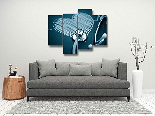 Stethoscope With A Heart Canvas Wall Art Hanging Paintings Modern Artwork Abstract Picture Prints Home Decoration Gift Unique Designed Framed 4 Panel #TOP3