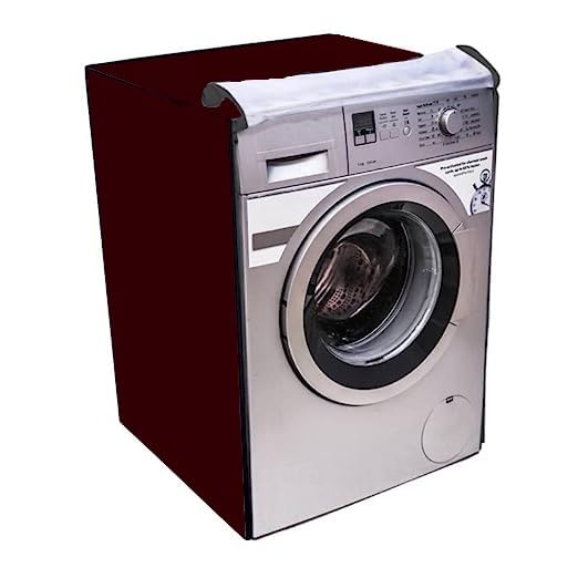 Image of Waterproof & Dustproof Front Loading Washing Machine Front Clear Cover Suitable for Normal IFB 6.5kg, 7 Kg, 7.5Kg & 8kG / 61X61X84cm Washing Machines (Grey) (5, Red)