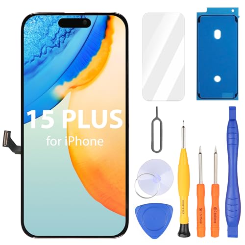Ayake for iPhone 15 Plus Screen Replacement 6.7 inch FHD LCD Display and Touch Digitizer Screen True Tone Programmable Face ID Remains (for A2847 A3093 A3096 A3094)