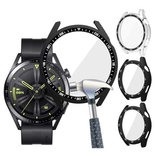 Acadeny Hülle [3Stücke]Mit Gehärtetes Glas Displayschutz Kompatibles für Huawei Watch GT3 46mm,9H Härte 360° Rundum Schutzhülle Ultradünne Schutz PC Case,2Schwarz+Transparent