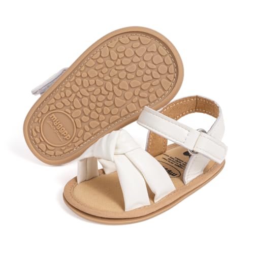 Image of Meckior Baby Toddler Infant Girls PU Leather Soft Open Toe Summer Sandals Flower Princess Flat Shoes