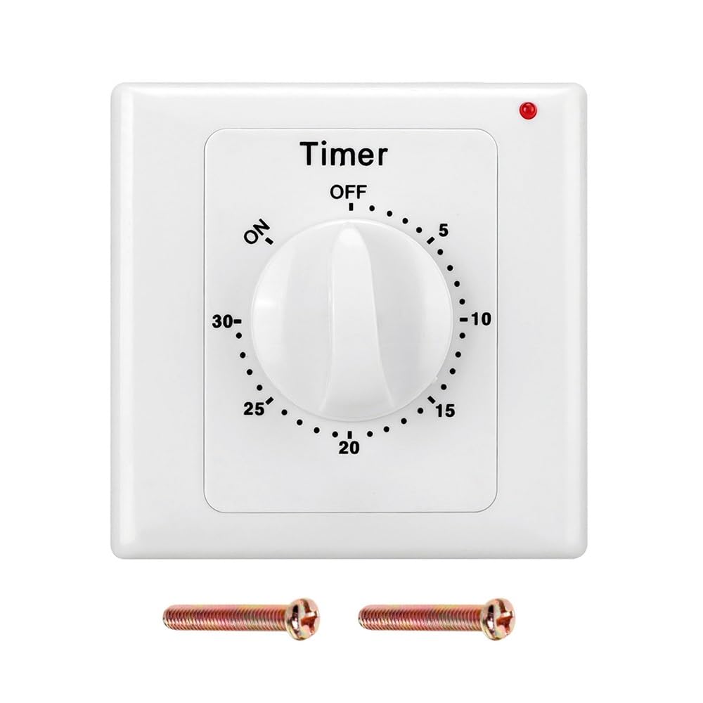 Wvzong White Mechanical Countdown Timer Socket - 30 Minute Programmable Switch, 220V 10A, Electrical Appliance Controller