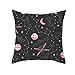 EHOMERY Fundas Almohada Colores Funda De Cojín Planeta Luna Seda Funda De Almohada One Piece Funda Cojín Infantil Decoración del Sofá De La Sala De Estar Rosa Gris Oscuro 20X20 Inches