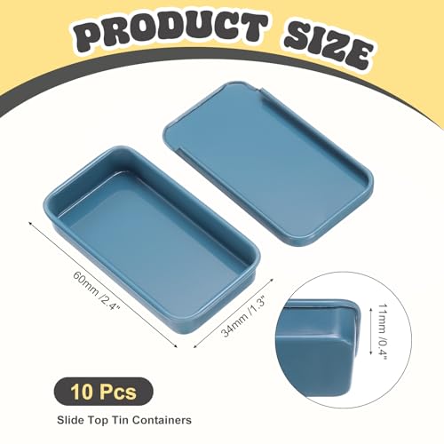 Image of uxcell 10Pcs Slide Top Tin Containers, Mini Metal Empty Tins Box with Sliding Lids, 2.4 inchx1.3 inchx0.4 inch Rectangular Storage Organizers for Lip Balm, Solid Perfume, Small Items, Dark Blue