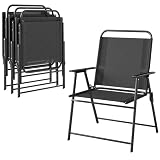 ENSEMBLE DE QUATRE CHAISES DE JARDIN : Apportez une touche de fraîcheur à votre espace extérieur avec cet ensemble de quatre chaises de jardin pliantes. Dotées de cadres en acier enduit de poudre, elles sont parfaites pour les barbecues sur le patio, les repas en famille, les brunchs sur le balcon, les sorties camping et même pour accueillir des invités de dernière minute.